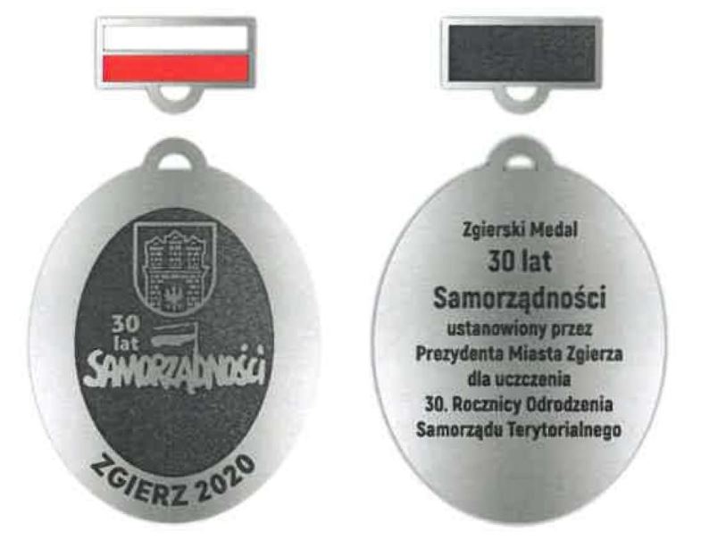 Wzór Zgierskiego Medalu - 30 lat Samorządności