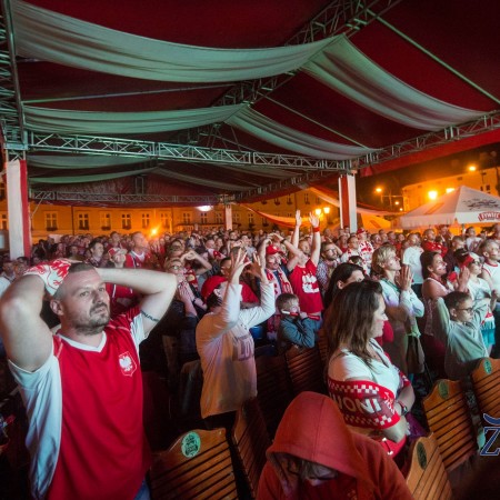 Zgierskie Kino Kibica podczas meczu Polska - Portugalia