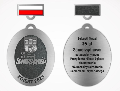 Wzór Zgierskiego Medalu - 35 lat Samorządności Wzór Zgierskiego Medalu - 35 lat Samorządności