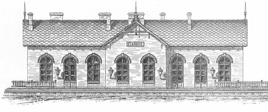 Szkic budynku dworca kolejowego w Zgierzu