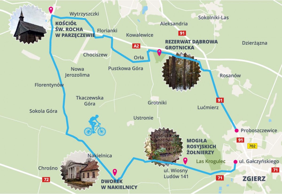 Trasa Zgierz - Nakielnica -Parzęczew - Dąbrowa Grotnicka - Zgierz
