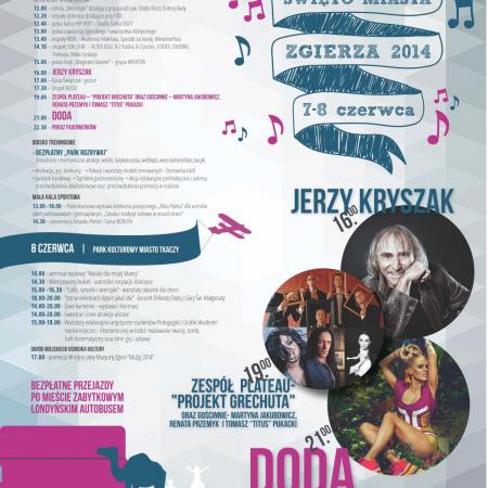 Plakat z programem obchodów Święta Miasta Zgierza 2014