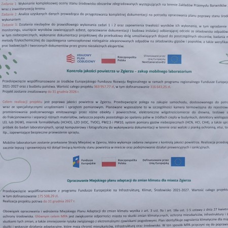 Tablice informacyjne z opisem zgierskich działań dla środowiska Tablice informacyjne z opisem zgierskich działań dla środowiska