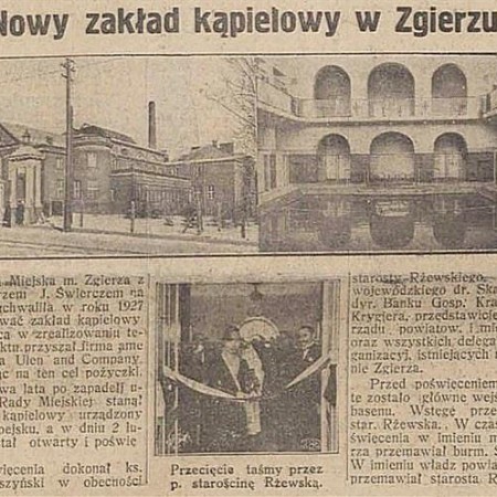 Artykuł o otwarciu łaźni z lutego 1929 roku