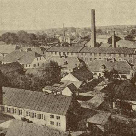 Zdjęcie archiwalne przedstawia fabrykę Kürzela 1889 r. - Cyfrowa Biblioteka Narodowa