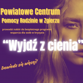 Grafika z twarzą kobiety i napisami z nazwą programu