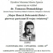 Plakat informacyjny o spotkaniu klubu historycznego