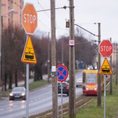 archiwum - tramwaj linii 45 na ul. 1 Maja (styczeń 2018 r.)